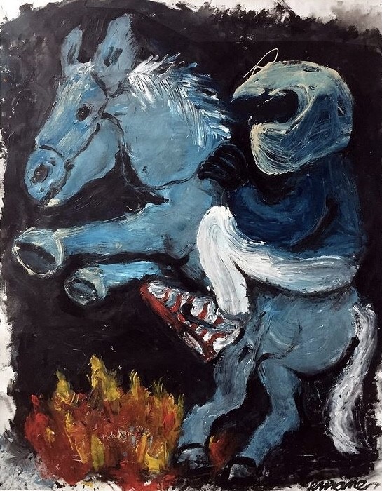 Bleu cheval en yz peinture emmanuel mousset